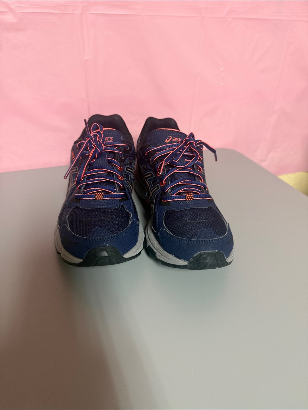 Asics Navy Sneakers with Pink Trim